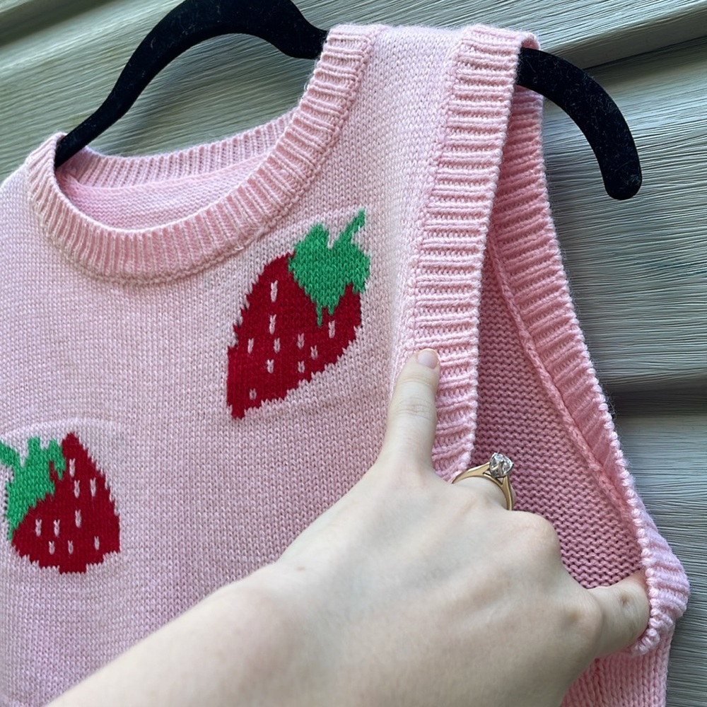 Strawberry Graphic Knit Sweater Vest - Picture 3 of 7